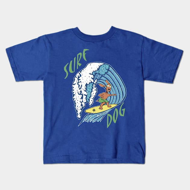 Surf Dog-summer Kids T-Shirt by SpookySkulls